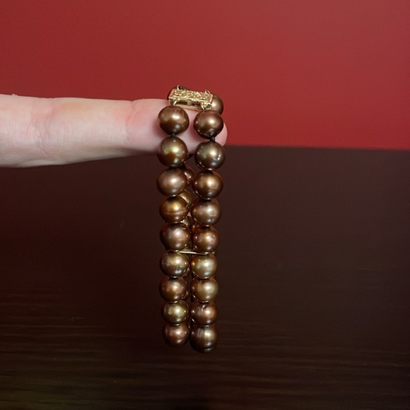 Honora Brown Pearl 14K Gold Clasp Bracelet - Picture 3 of 5